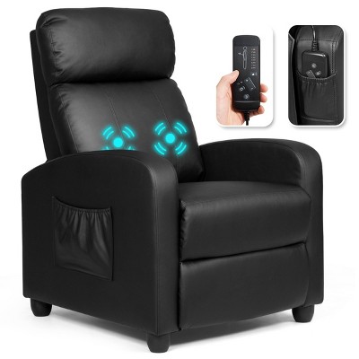 Tangkula Pu Leather Gaming Recliner Chair Single Massage Lounge