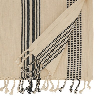 Black and White Cotton Striped Table Runner