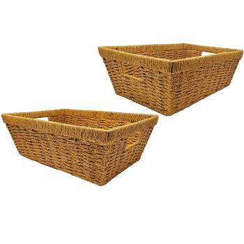 KOVOT Set of 2 Woven Wicker Storage Baskets with Built-in Carry Handles
