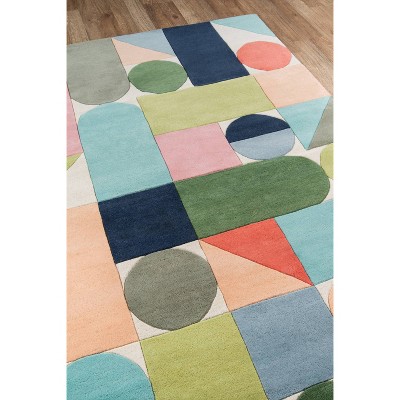 Multicolor Geometric Wool Hand-Tufted Runner Rug