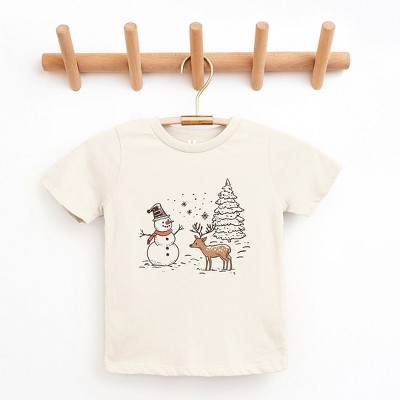 The Juniper Shop Deer Snowman Scene Toddler Short Sleeve Tee