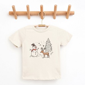 The Juniper Shop Deer Snowman Scene Toddler Short Sleeve Tee - 1 of 3