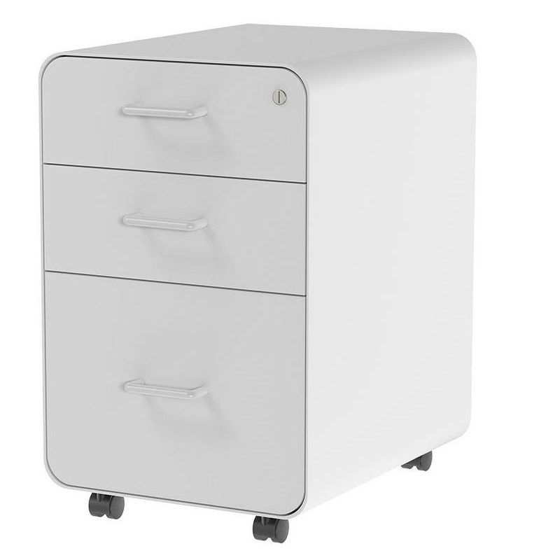 Monoprice Round Corner 3-Drawer File Cabinet - White With Lockable Drawer - Workstream Collection, 1 of 7