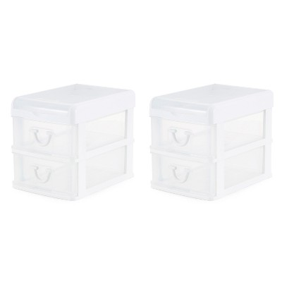 Gracious Living Mini 2 Drawer Organizer w/ Flip Top Storage, White (3 Pack)