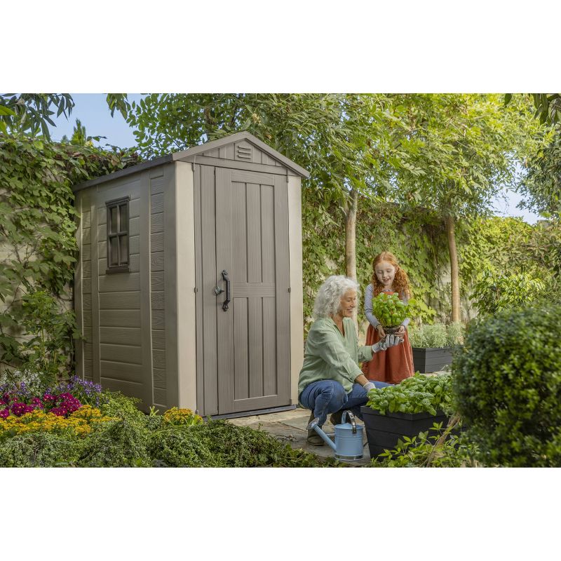 Keter 4&#39;x6&#39; Factor Outdoor Storage Shed Brown, 2 of 9