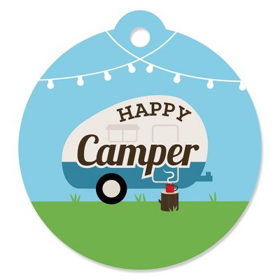 Big Dot of Happiness Happy Camper - Camping Baby Shower or Birthday Party Favor Gift Tags (Set of 20)