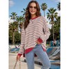 ATHLECHIC Women's Split Hem Striped Color Block Crew Neck Casual Loose Oversized Sweatshirt Shirt Tops - 2 of 4