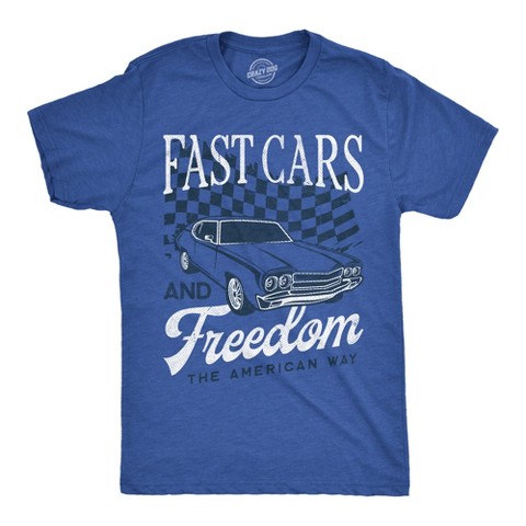 Мужские футболки Crazy Dog T-Shirts, Inc. Mens Funny T Shirts Fast Cars and Freedom Sarcastic Patriotic Graphic Novelty Tee for Men - Crazy Dog Men's T Shirt For Mechanic Handyman Royal M
