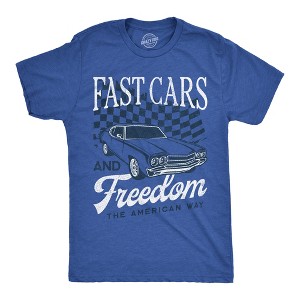 Mens Funny T Shirts Fast Cars And Freedom Sarcastic Patriotic Graphic Novelty Tee For Men - Crazy Dog Men's T Shirt - 1 of 4