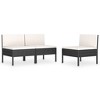 vidaXL Patio Chairs 3 pcs with Cushions Poly Rattan Black - 2 of 4