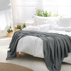 PiccoCasa Sofa Couch Solid Lightweight Cotton Knit Soft Throw Blanket - 1 of 4