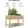 48x24x30 Inch Raised Garden Bed with Wheels - Lockable casters & storage shelf for vegetables, flowers, patio & backyard. - 4 of 4