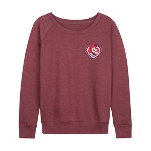 Women's - Disney - Mickey & Friends Lightweight French Terry Wide Neck Long Sleeve Graphic Shirt - 1 of 4