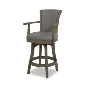 Sapphtopaz Swivel Bar Stool with Armrests Upholstered Wood Counter Height Bar Stools with High Backrest Dining Chairs for Kitchen Island - 1 of 4