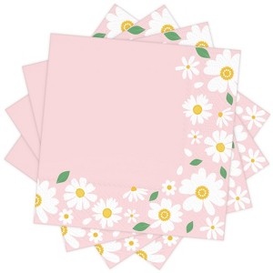 DYLIVeS Pink Daisy Party Napkins, Daisy Cocktail Luncheon Paper Napkins Summer Picnic Napkins Spring Flower Daisy Party Supplies for Girls Birthday - 1 of 4