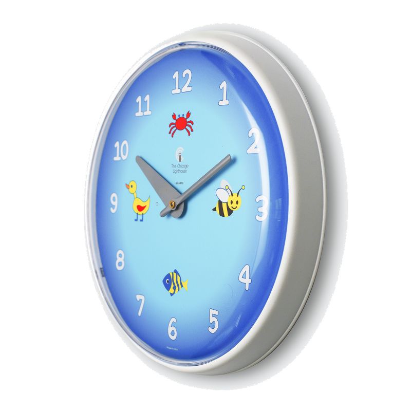 12.75&#34; x 1.5&#34; Blue Planet Children&#39;s Wall Clock Decorative Wall Clock White Frame - By Chicago Lighthouse, 3 of 5