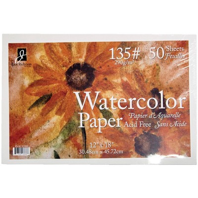 Jack Richeson Watercolor Paper, 12 x 18 Inches, 135 lb, White, 50 sheets
