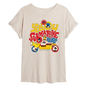 Women's - The Beatles - Yellow Submarine Letters Oversized Graphic T-Shirt - 1 of 4