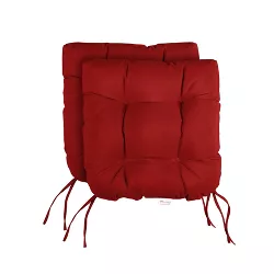 2pc 16" x 16" x 3" Sunbrella U-Shaped Outdoor Tufted Chair Cushions Canvas Jockey Red - Sorra Home