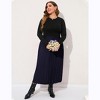 BLUEMING Womens Plus Size Pleated Skirts Floral High Rise Elastic Waist Swing Flar Maxi Skirt - 4 of 4