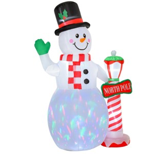 ChicFurnit Inflatable Holiday Decorations 8FT Christmas Snowman with North Pole Sign Inflatable for Holiday Yard Display, White, 64.5"*40.5"*94.5" - 1 of 4