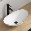 ELECWISH Ceramic Bathroom Sink, White Marble Boat Shape Above Counter Porcelain Vessel Sink with Black Faucet and Pop up drain Set - 2 of 4