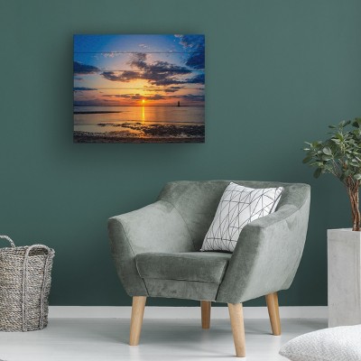 Trademark Fine Art - PIPA Fine Art 'Sunset Breakwater Lighthouse' Wood Slat Art