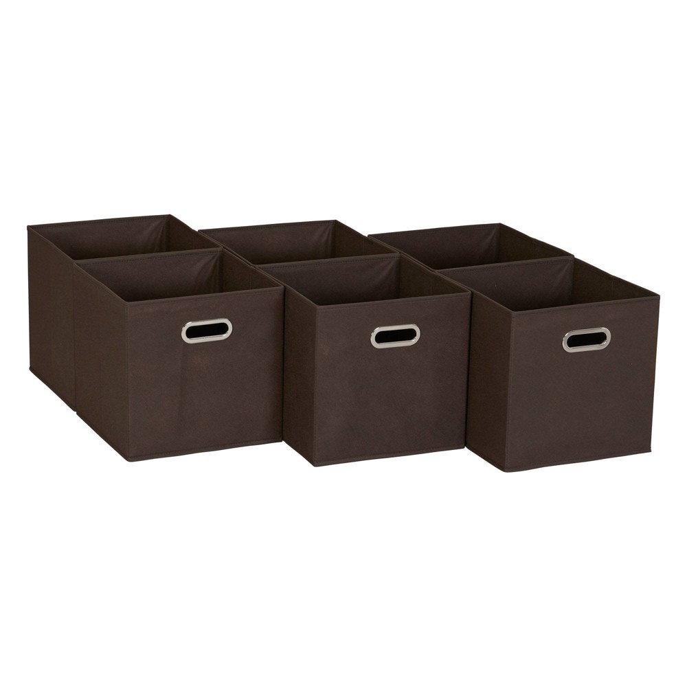 Household Essentials 11" Set of 6 Storage Bins Chocolate Brown