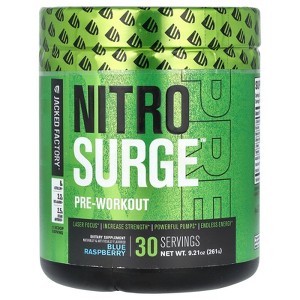 Jacked Factory Nitro Surge, Pre-Workout, Blue Raspberry, 9.21 oz (261 g) - 1 of 3