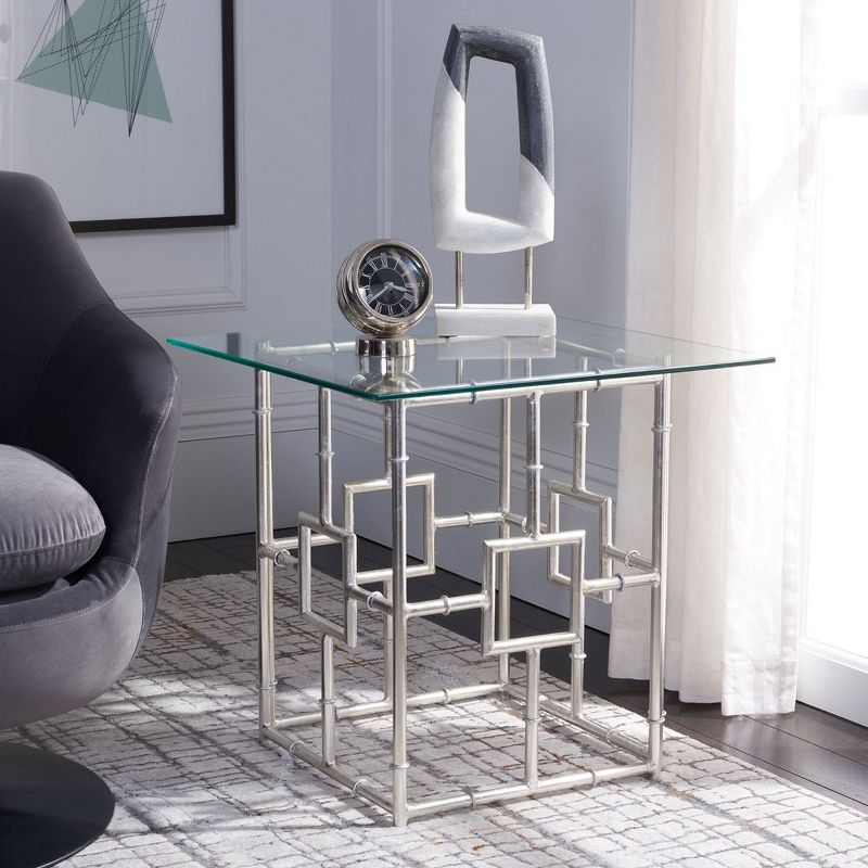 Dermot Glass Top Accent Table - Silver/Clear Glass - Safavieh., 2 of 8