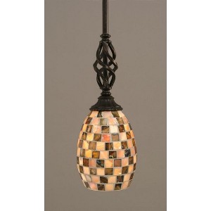 Toltec Lighting Elegante 1 - Light Pendant in  Dark Granite with 5" Sea Haze Seashell Shade - 1 of 1