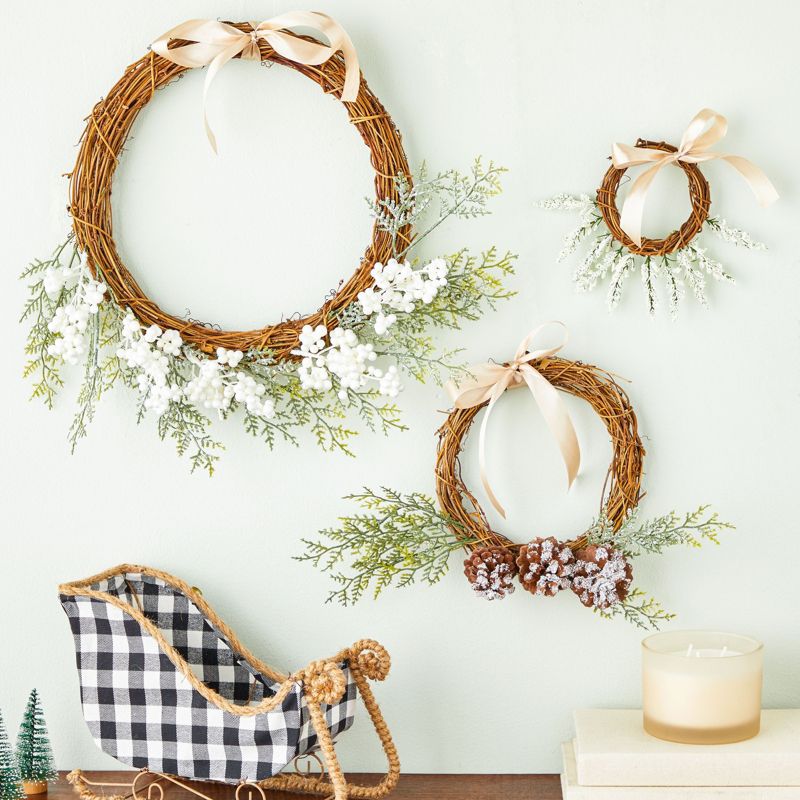 Juvale Set of 3 Grapevine Wreath Forms for DIY Crafts, Plain Twig Branches for Christmas, Holidays, Wedding, Party, Fall Home Decor, 11.5, 7, & 4.5 in, 3 of 10