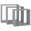 vidaXL Wall Cube Shelves 3 pcs Gray 11.8" x 3.9" x 11.8" MDF - 3 of 4