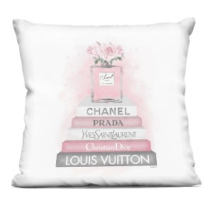 Stupell Industries Pink Perfume Blossoms Fashion Glam Books Indoor Decorative Throw Pillow, 18 x 18 - 1 of 3