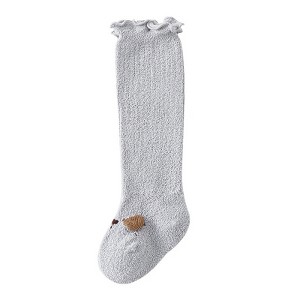 MyKids-Usa Baby Cartoon Design Coral Fleece Wooden Ear Thickened Long Tube Socks - 1 of 4