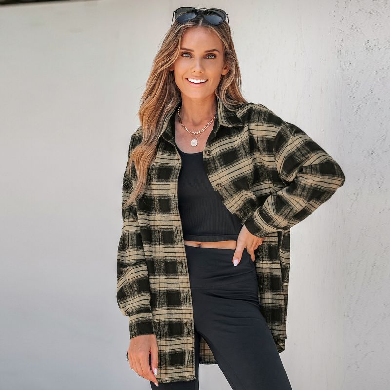 Women's Plaid Long Sleeve Flannel Shirt - Cupshe, 3 of 7