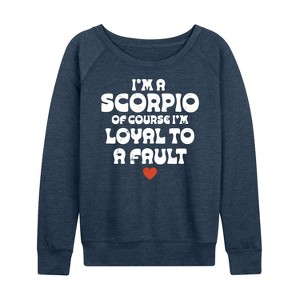 Women's - Instant Message - I'm A Scorpio Loyal To A Fault Lightweight French Terry Wide Neck Long Sleeve Graphic Shirt - 1 of 4