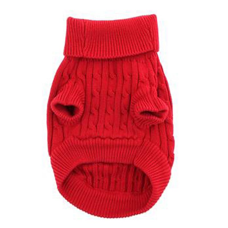 Cotton Cable Knit Dog Sweater - Red, 4 of 5