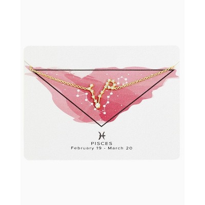SHINE by Sterling Forever Delicate CZ Constellation Pendant Necklace Gold Pisces