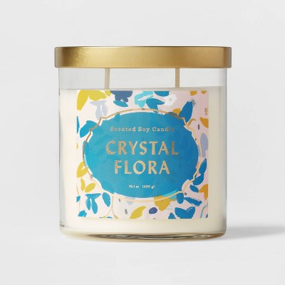 15.1oz Lidded Glass Jar 2-Wick Candle Crystal Flora - Opalhouse™