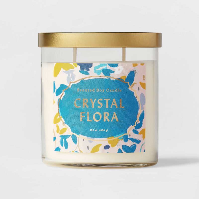 Lidded Glass Jar Candle Crystal Flora - Opalhouse™, 1 of 7