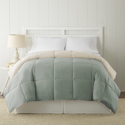 Twin Dusty Sage and Almond Reversible Microfiber Comforter Set