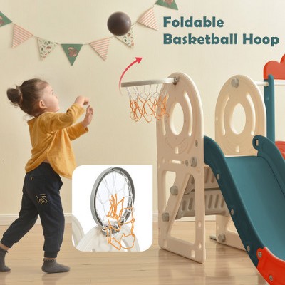 Slide Swing Set, Independent Mountaineering Swing Set with Basketball Circle, Suitable for Boys and Girls' Birthday Christmas Gifts