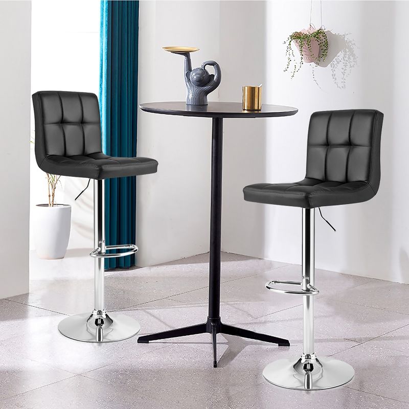 Costway Adjustable Swivel Bar Stool Counter Height Bar Chair PU Leather w/ Back Black, 2 of 11