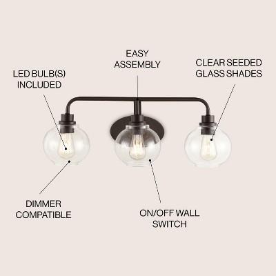 Sandrine 26.25" Oil-Rubbed Bronze and Clear Glass Vanity Light