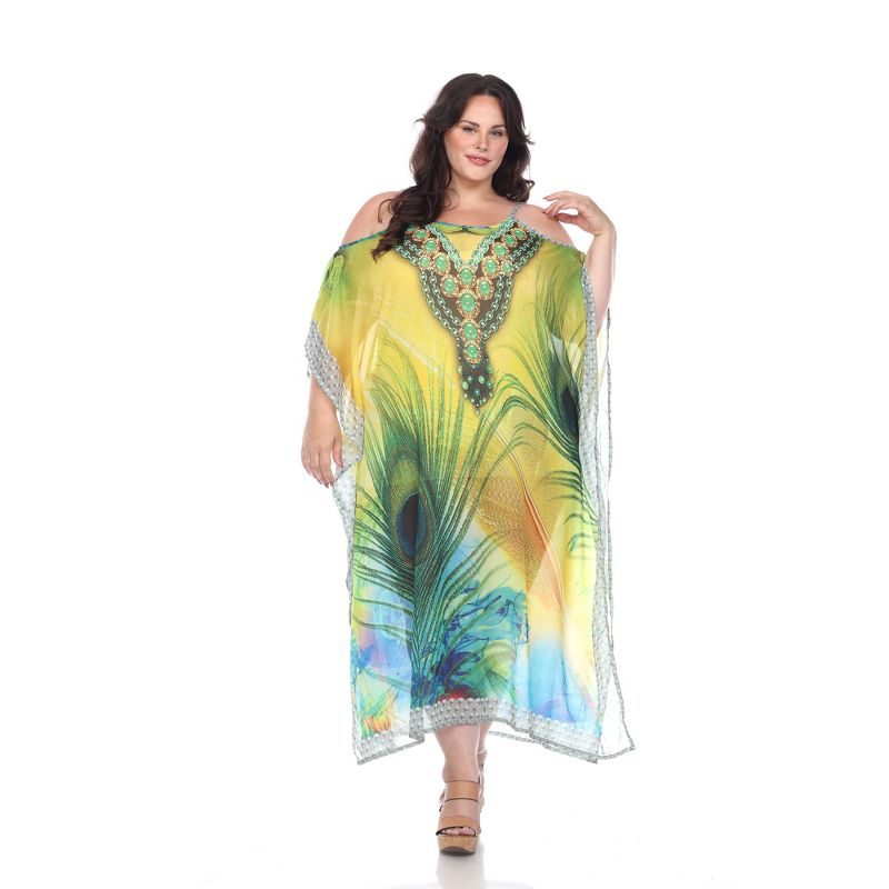 Plus Size Sheer Caftan Maxi Dress - One Size Fits Most Plus - White Mark, 2 of 6