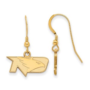 Black Bow Jewelry 14k Yellow Gold Plated Sterling Silver North Dakota Fighting Hawks NCAA Dangle Earrings - 1 of 3