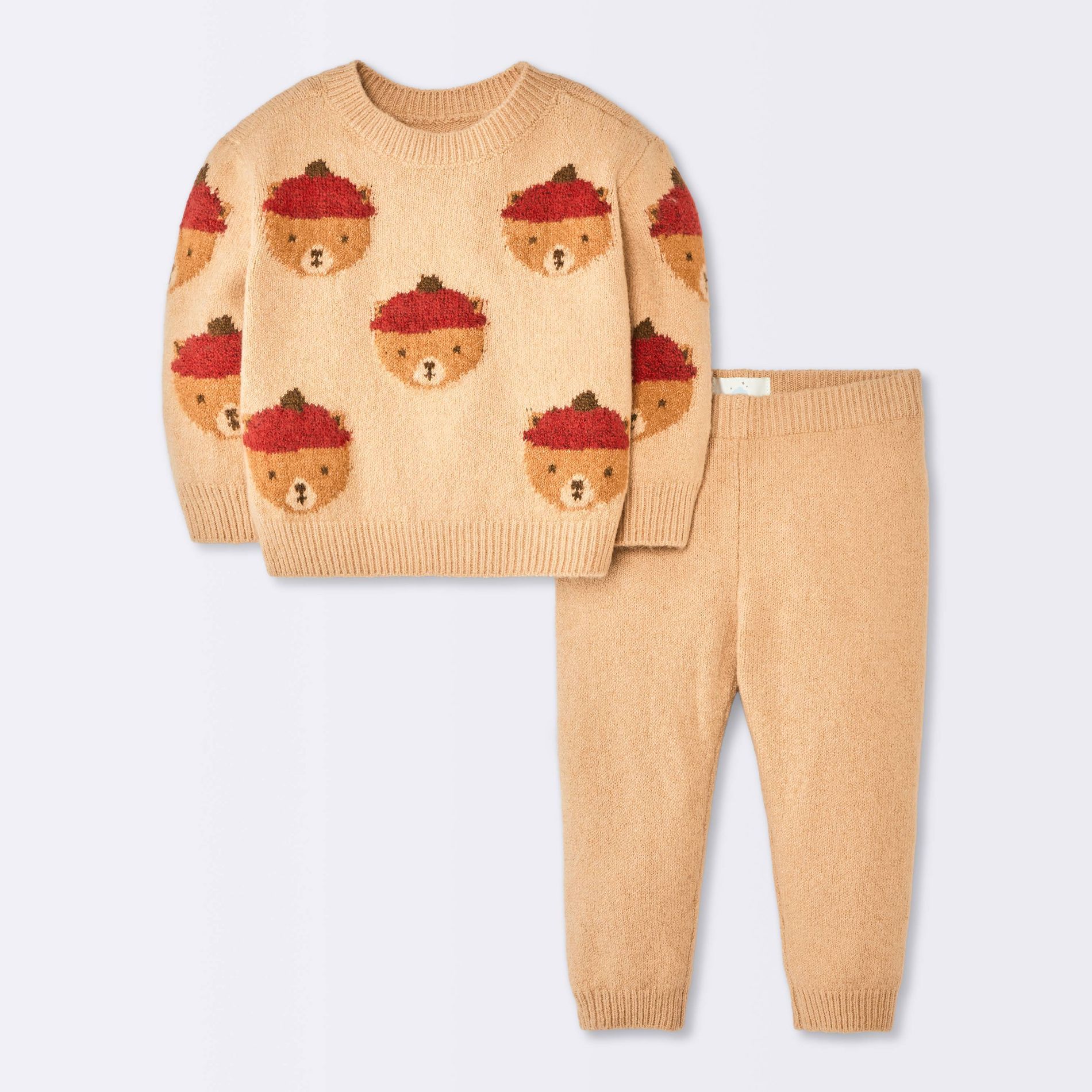 Baby Boys' 2pc Bear Sweater and Pants Set - Cloud Island™ Brown