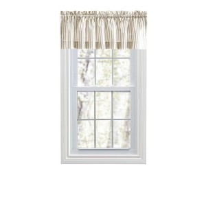 Ellis Curtain Plaza Classic Ticking Stripe Printed on Natural Ground 1.5" Rod Pocket Tailored Valance 58" x 15" Tan - 1 of 4