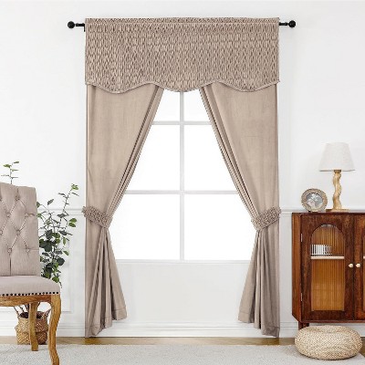 Kate Aurora Christmas Essentials Light Filtering Complete Attached Velvet Window Curtains & Valance Set